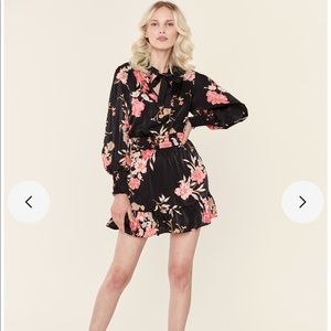 Iyana Floral Satin Smocked Dress